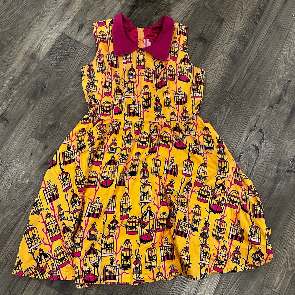 Pinup girl clothing birdcage Peterpan collar dress